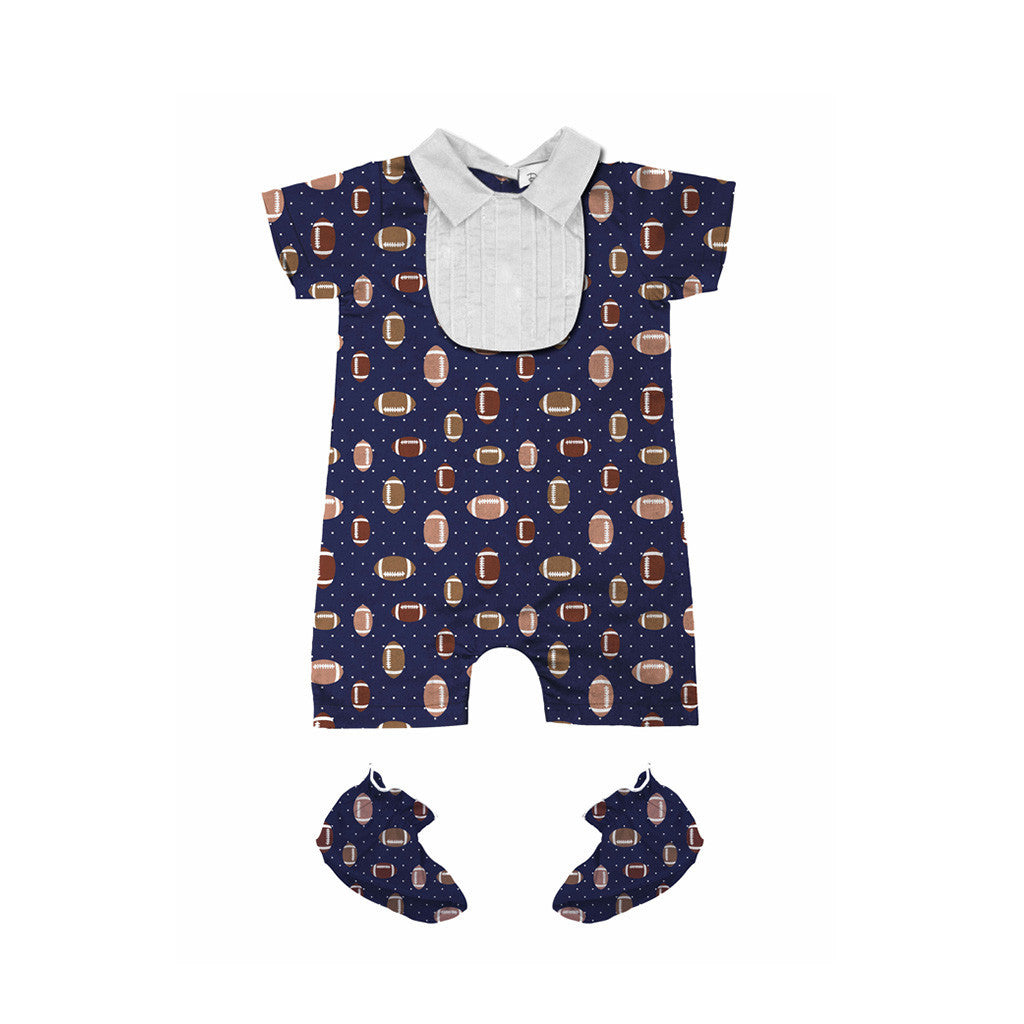 Layette Set with Short-Legged Romper & Booties <br> Baseball <br> <span style="font-size: 11px; font-family:Helvetica,Arial,sans-serif;">Can Be Personalised</span>