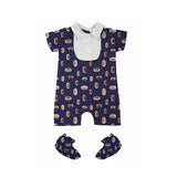 Layette Set with Short-Legged Romper & Booties <br> Baseball <br> <span style="font-size: 11px; font-family:Helvetica,Arial,sans-serif;">Can Be Personalised</span>