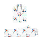 Kid's Pyjama Set - Notched Collar <br> Bear On The Cycle <br> <span style="font-size: 11px; font-family:Helvetica,Arial,sans-serif;">Cotton Flannel, Can Be Personalised</span>
