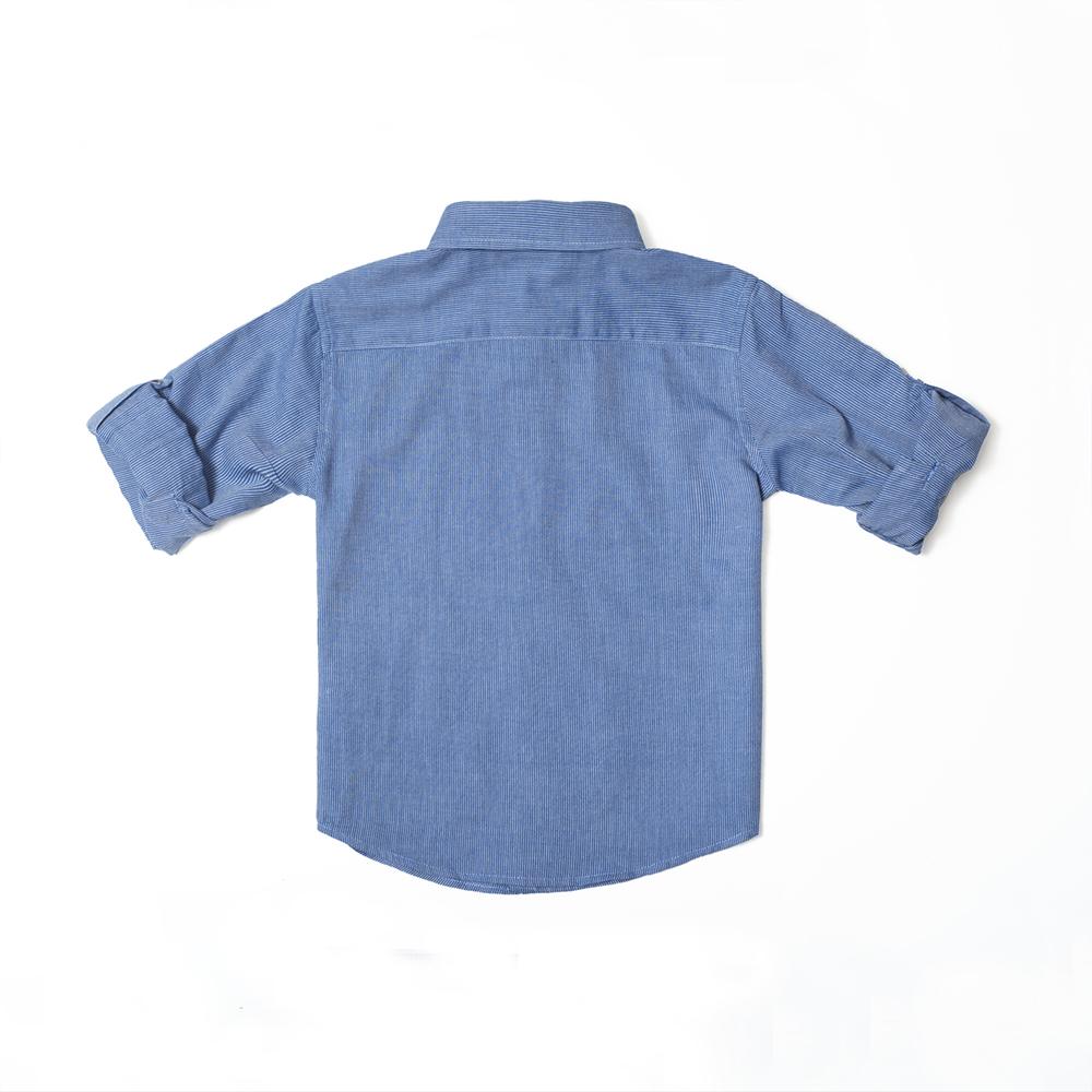 Blue Twill Stripes Boys Shirt