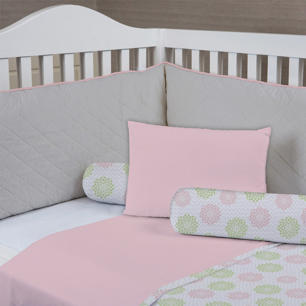 Cot Bumper <br> Grey with Pink