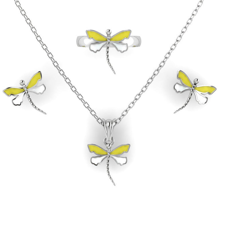 Sterling Silver Necklace & Ring Set - Butterfly <br> <span style="font-size: 10px;">More Frame Colours Available</span>