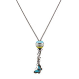Charm Necklace in 925 Sterling Silver <br> <span style="font-size: 11px; font-family:Helvetica,Arial,sans-serif;">Blue Enamel Butterfly & Ball Charm Necklace</span>
