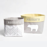Fabric Storage Baskets <br> Multicolour Bear, Set of 2<br><span style="font-size: 10px;">Can be Personalised</span>