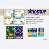 Label Set<br/>Dino Theme<br><span style="font-size: 11px; font-family:Helvetica,Arial,sans-serif;">Assorted pack containing 146 labels and 2 bag tags </span>