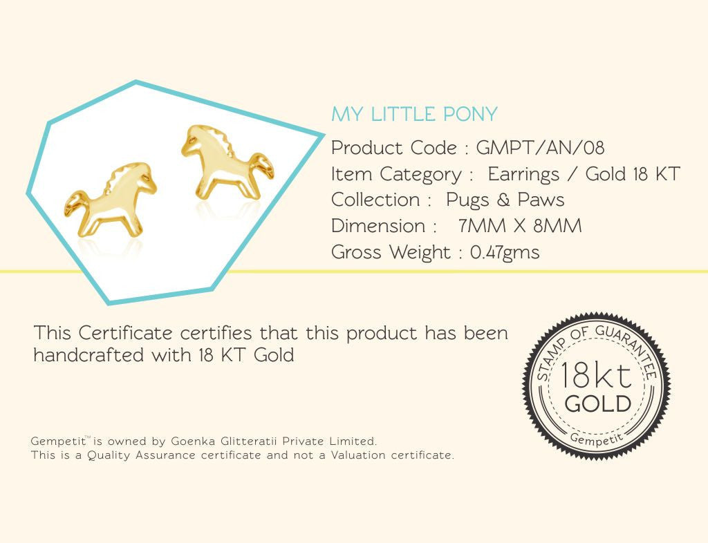 18K Gold My Little Pony Earrings <br> Pugs & Paws Collection