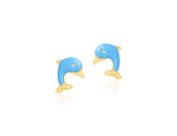 18kt Gold Baby Girl Dolphin Earrings - Fine Jewellery - My Baby Babbles