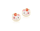 18K Gold Baby Girl Kitty Earrings - Fine Jewellery - My Baby Babbles