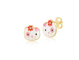 18K Gold Baby Girl Kitty Earrings - Fine Jewellery - My Baby Babbles