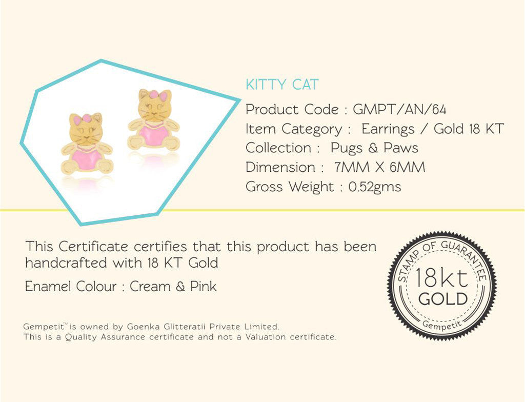 18K Gold Kitty Kat Earrings <br> Pugs & Paws Collection