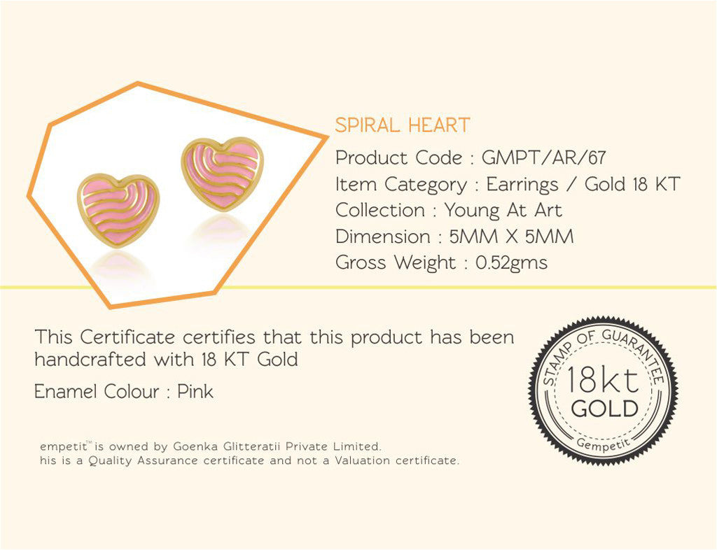 18K Gold Spiral Heart Earrings <br> Young at Art