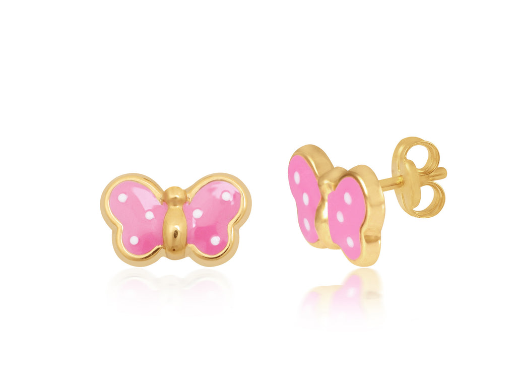 18K Gold Fuchsia Butterfly Earrings <br> Gemberry Collection