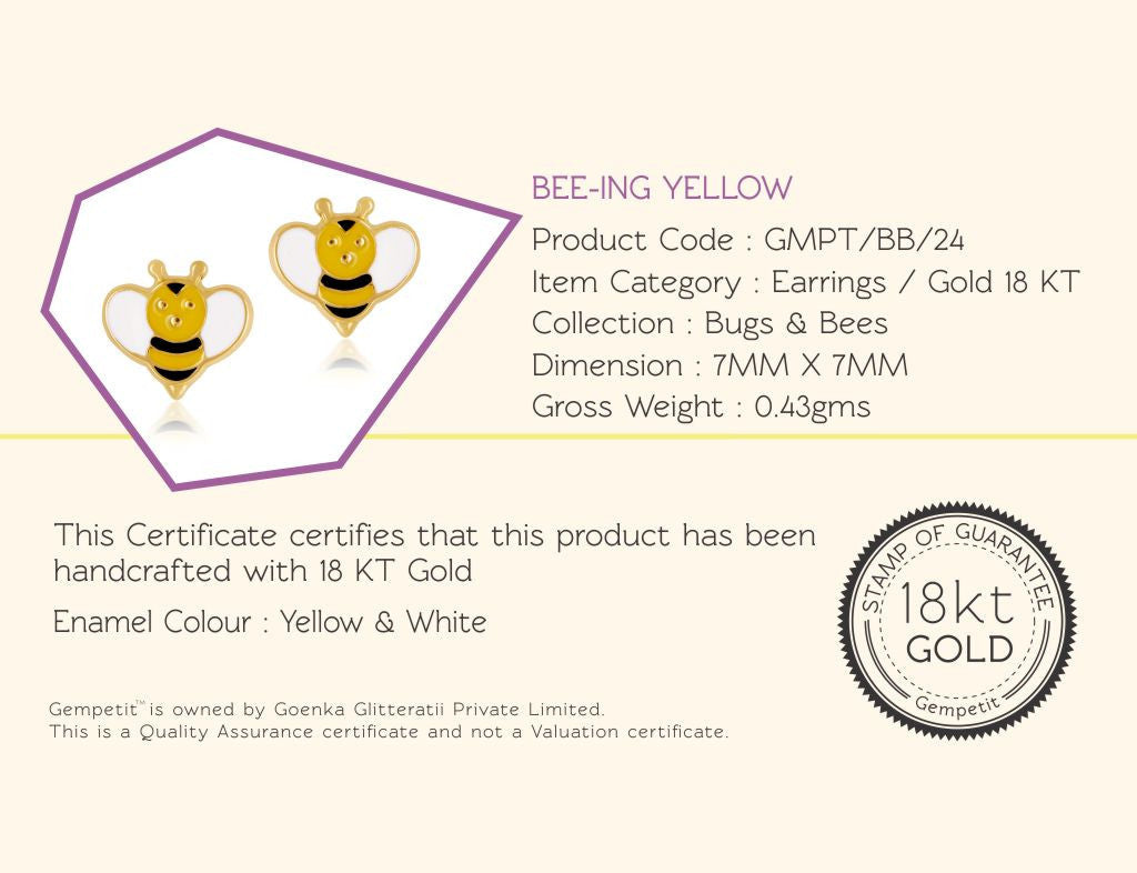 18K Gold Bee-ing Yellow Earrings <br> Bows & Ties Collection