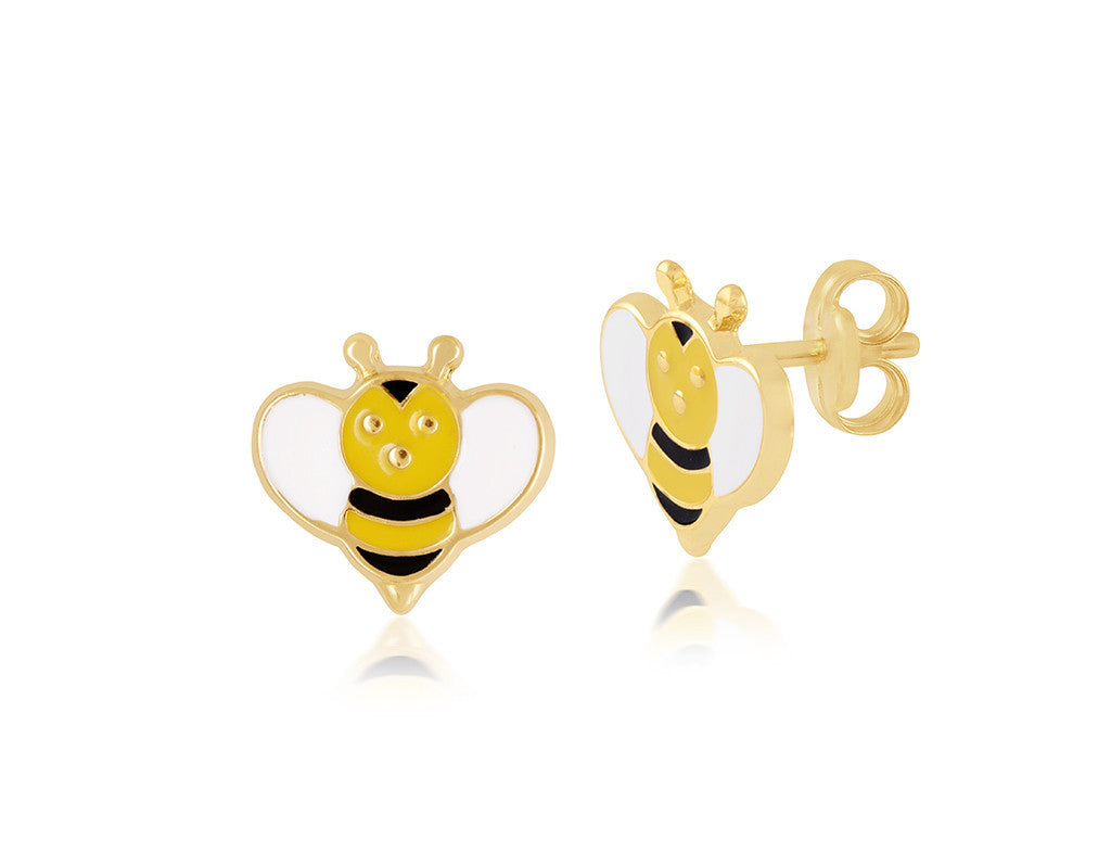 18K Gold Bee-ing Yellow Earrings <br> Bows & Ties Collection