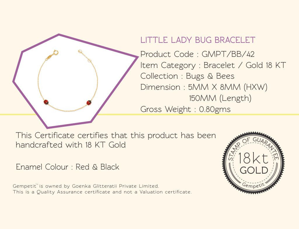 18K Gold Little Lady Bug Bracelet <br> Bugs & Bees Collection