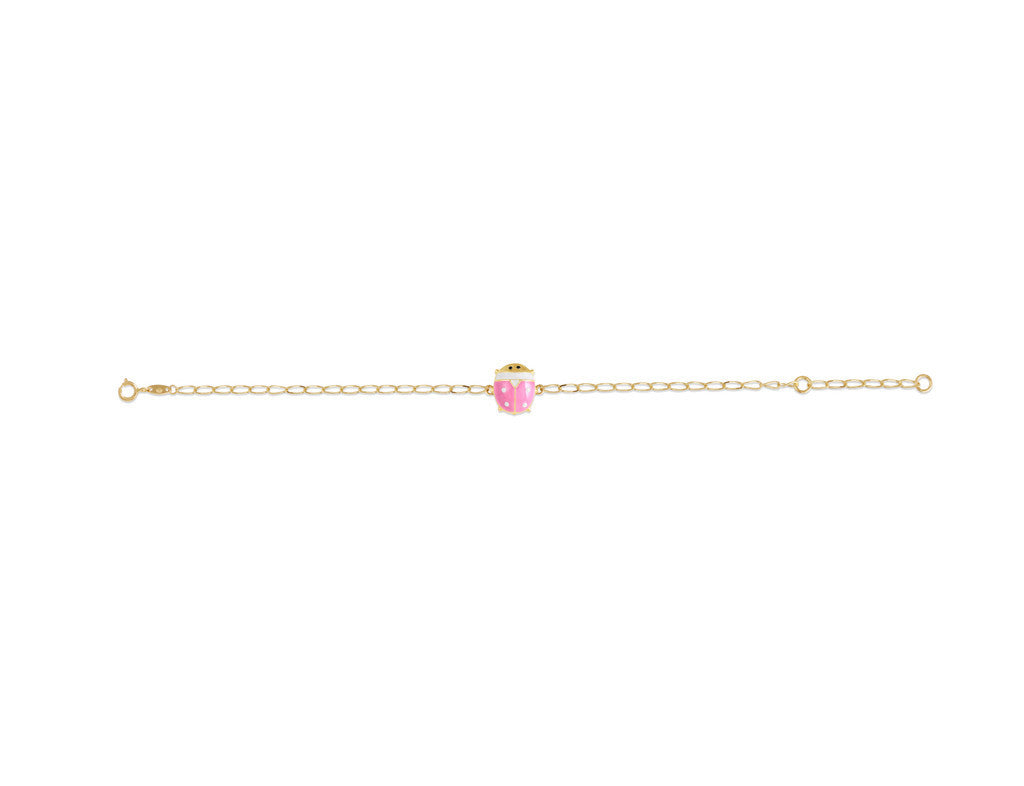 18K Gold Pink As A Lady Bug Bracelet <br> Bugs & Bees Collection