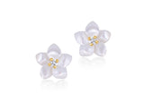 18K Gold Pearly Glitter Flower Earrings <br> Bows & Ties Collection