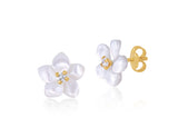 18K Gold Pearly Glitter Flower Earrings <br> Bows & Ties Collection