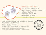 18K Gold Pearly Glitter Flower Earrings <br> Bows & Ties Collection