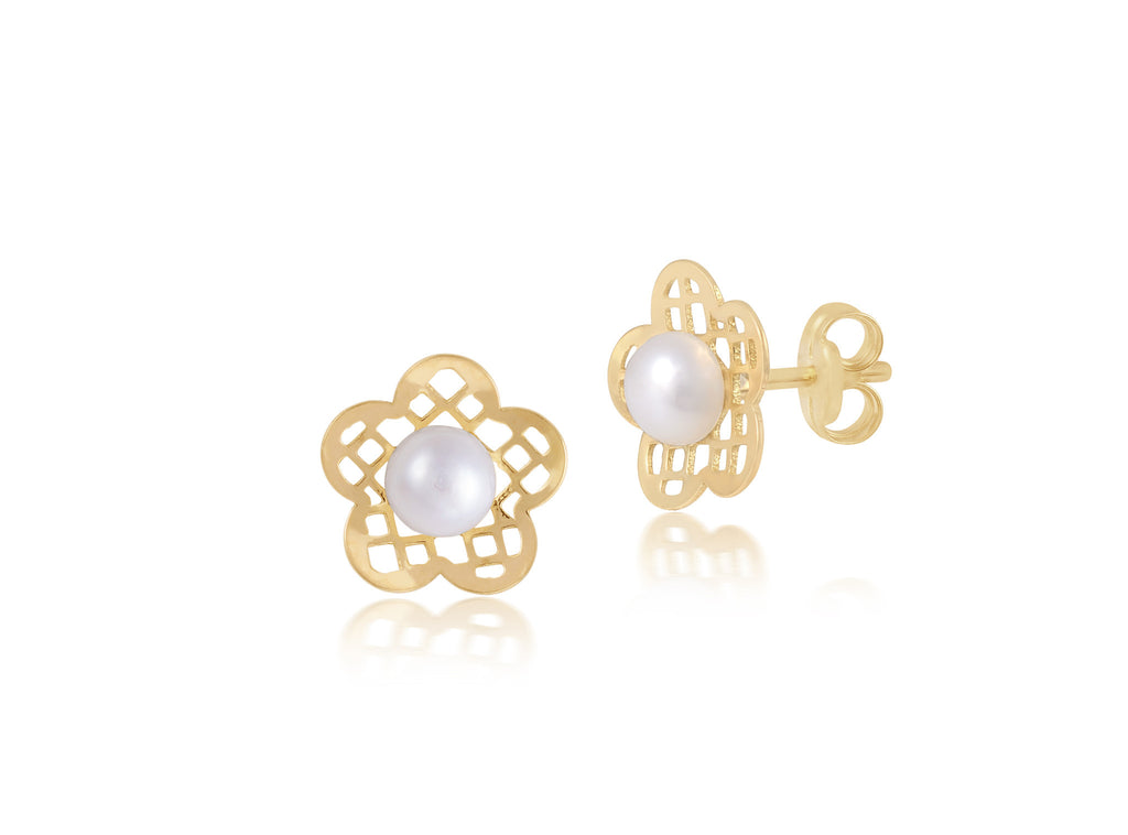 18K Gold Flower Power Earrings for Infants <br> Le Fleur Collection