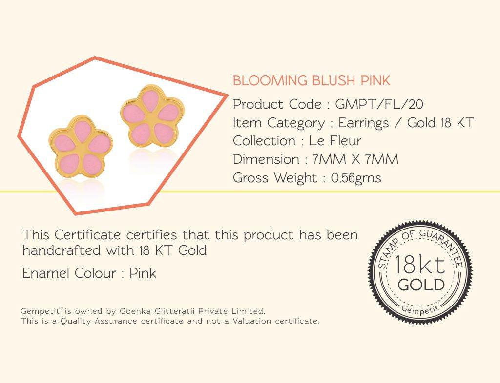 18K Gold Blooming Blush Pink Earrings <br> Le Fleur Collection