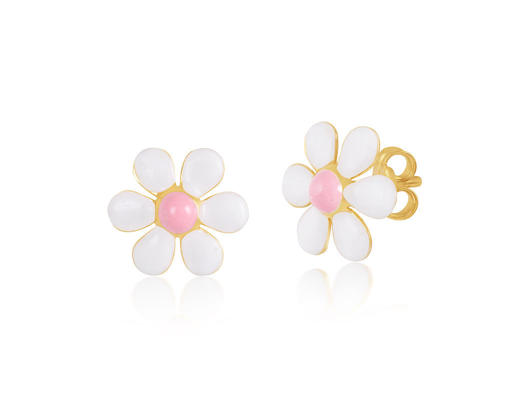 18K Gold Baby Girl Flower Earrings - Fine Jewellery - My Baby Babbles