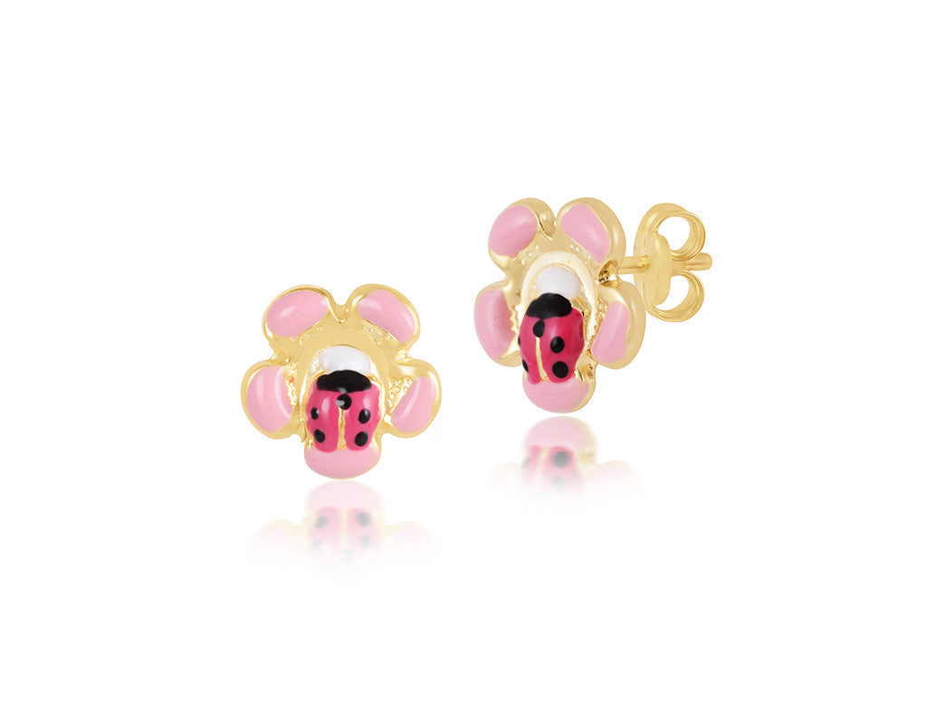 18Kt Gold Beetle Flower Earrings - Fine Jewellery - My Baby Babbles