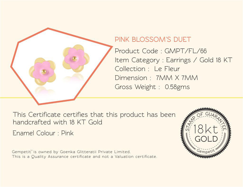 18K Gold Pink Blossom's Duet Earrings <br> Le Fleur Collection