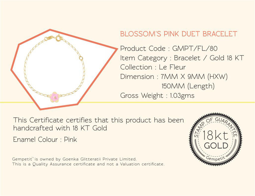18K Gold Blossom's Pink Duet Bracelet <br> Le Fleur Collection