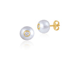 18K Gold Classic Pearl Sparkler Earrings <br> Bows & Ties Collection