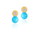 18K Gold Turquoise Touch Earrings <br> Bows & Ties Collection