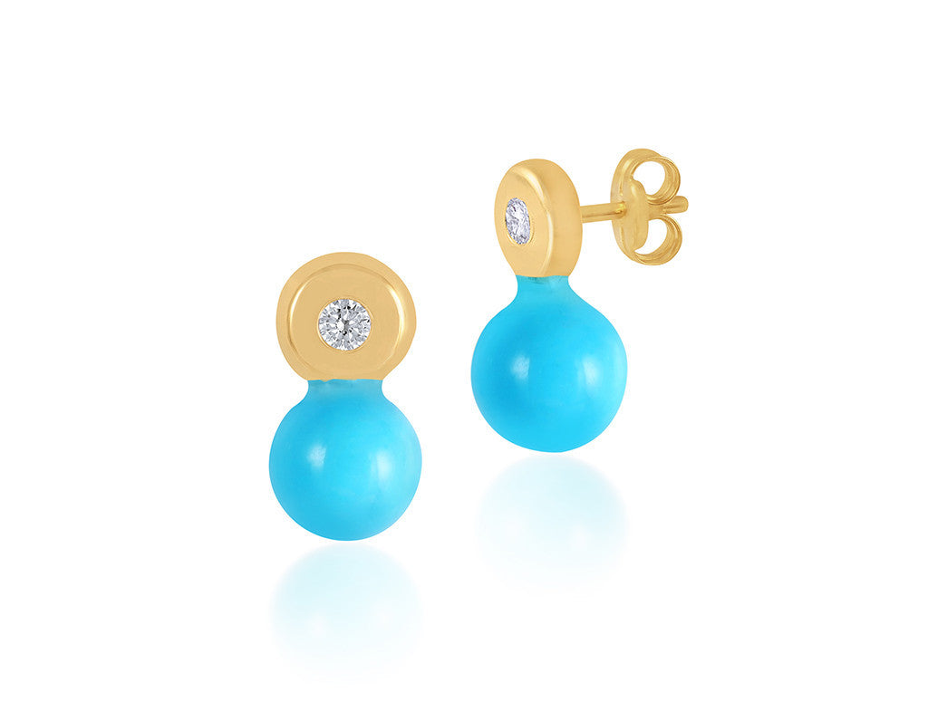 18K Gold Turquoise Touch Earrings <br> Bows & Ties Collection