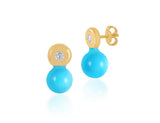18K Gold Turquoise Touch Earrings <br> Bows & Ties Collection