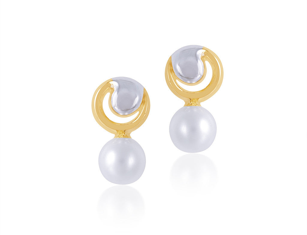 18K Gold Party Pearl Drops Earrings <br> Bows & Ties Collection
