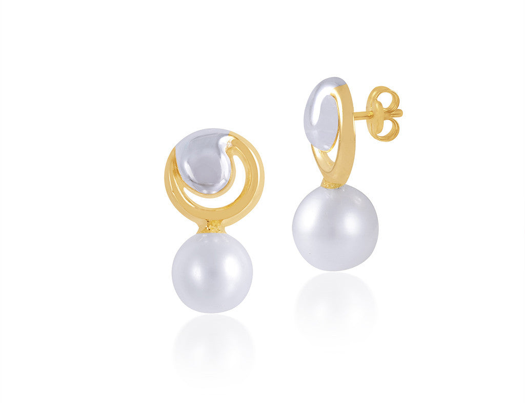 18K Gold Party Pearl Drops Earrings <br> Bows & Ties Collection