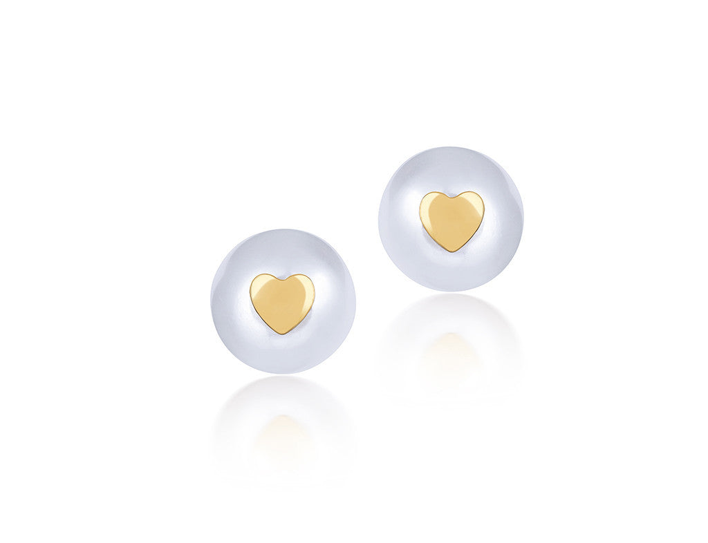 18K Gold Heart of Pearl Earrings <br> Bows & Ties Collection