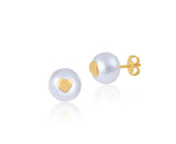18K Gold Heart of Pearl Earrings <br> Bows & Ties Collection