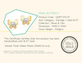 18K Gold Pearl Butterfly Earrings for Infants <br> Bows & Ties Collection
