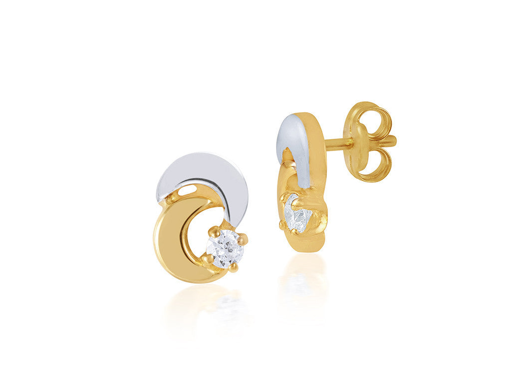 18K Gold Crescent Moon Earrings <br> Bows & Ties Collection