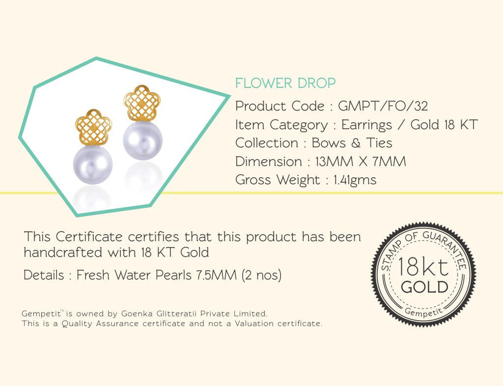 18K Gold Flower Drop Earrings <br> Bows & Ties Collection