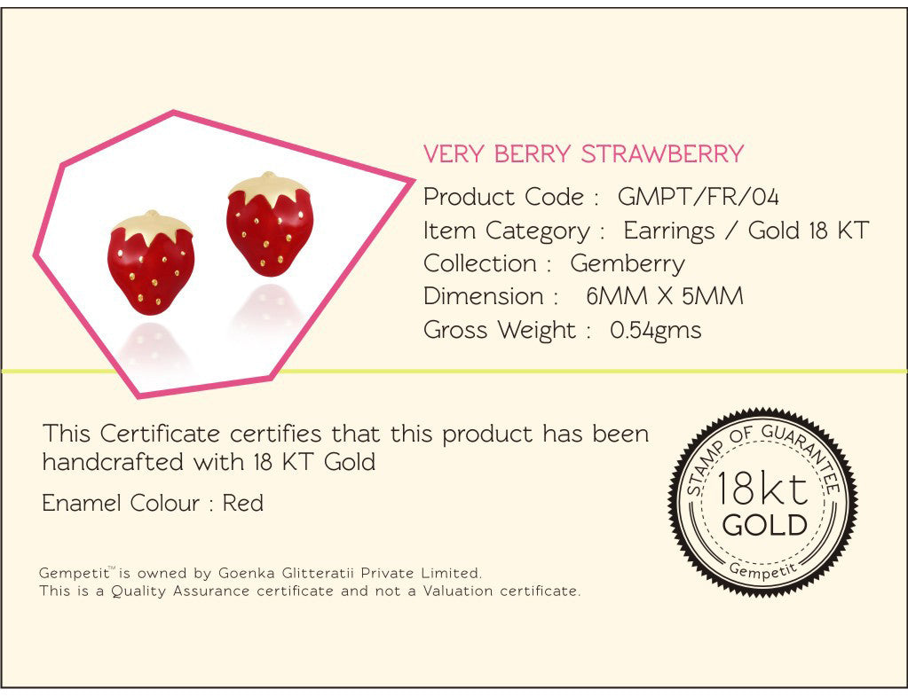 18K Gold Very Berry Strawberry Earrings <br> Gemberry Collection