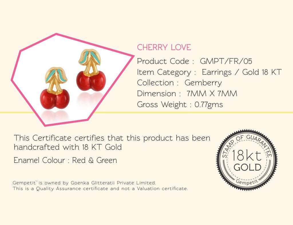 18K Gold Cherry Love Earrings <br> Gemberry Collection