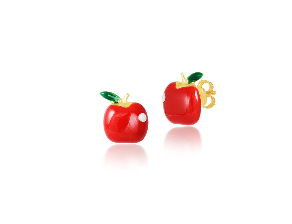 18K Gold Apple Earrings - Fine Jewellery - My Baby Babbles