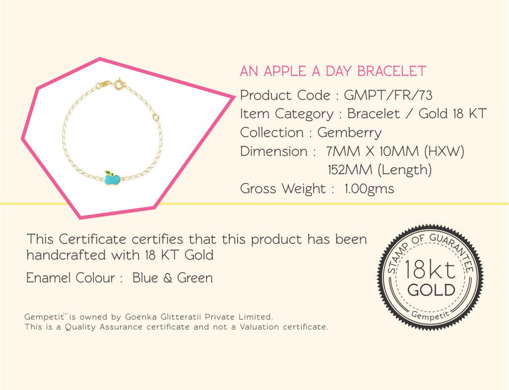 18K Gold An Apple A Day Bracelet <br> Gemberry Collection