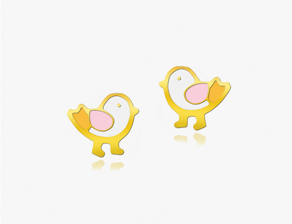 18K Gold The Bird Who Loved to Tweet Earrings <br> Storybook Collection<br> <span style="font-size: 10px;">More Colours Available</span>