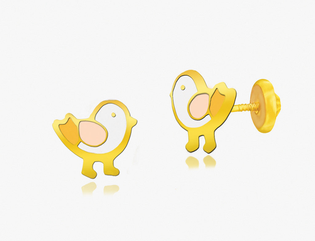18K Gold The Bird Who Loved to Tweet Earrings <br> Storybook Collection<br> <span style="font-size: 10px;">More Colours Available</span>