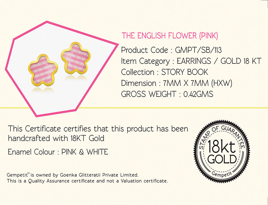 18K Gold The English Flower Earrings <br> Storybook Collection<br> <span style="font-size: 10px;">More Colours Available</span>