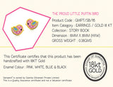 18K Gold The Proud Little Puffin Bird Earrings <br> Storybook Collection