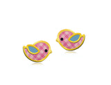 18K Gold The Proud Little Puffin Bird Earrings <br> Storybook Collection