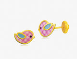 18K Gold The Proud Little Puffin Bird Earrings <br> Storybook Collection